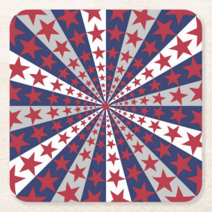 Patriotic Sunburst: American Flag Artwork Rechteckiger Pappuntersetzer