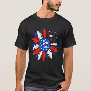 Patriotic Sunflower Labour Day Gott segne Amerikan T-Shirt