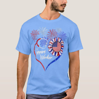 Patriotic Support Worker 4. Juli USA Flag Sunf T-Shirt