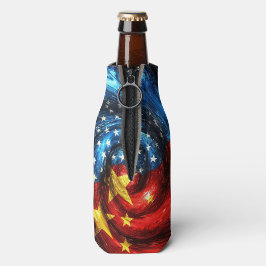Patriotic Swirl USA China Insulated Bottle Cover  Flaschenkühler