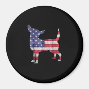 Patriotic Teacup Chihuahua American Flag Embroider Magnet