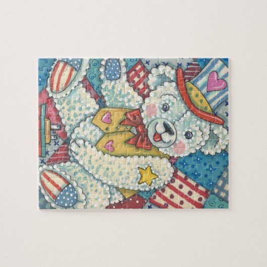 PATRIOTIC TEDDY BEAR & PATCHWORK QUILT PUZZLE (Horizontal)