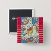 PATRIOTIC TEDDY BEAR & PATCHWORT TASTE BUTTON (Vorne & Hinten)