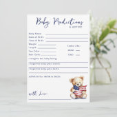Patriotic Teddy Bear Red Blue Baby Predictions Einladung (Stehend Vorderseite)