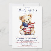 Patriotic Teddy Bear Red White Blue Baby Dusche Einladung (Vorderseite)