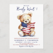 Patriotic Teddy Bear Red White Blue Baby Dusche Postkarte (Vorderseite)