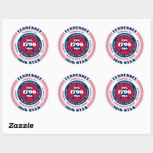 Patriotic Tennessee Circle Design Sticker (Blatt)