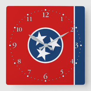 Patriotic Tennessee State Flag Quadratische Wanduhr