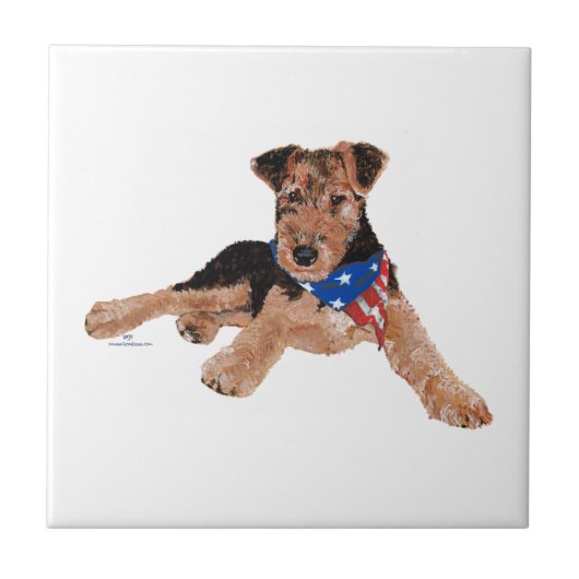 Patriotic Terrier Puppy Fliese (Vorderseite)