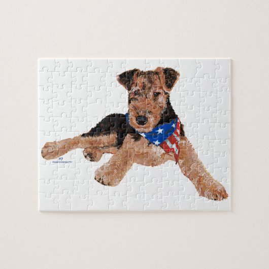 Patriotic Terrier Puppy Puzzle (Horizontal)