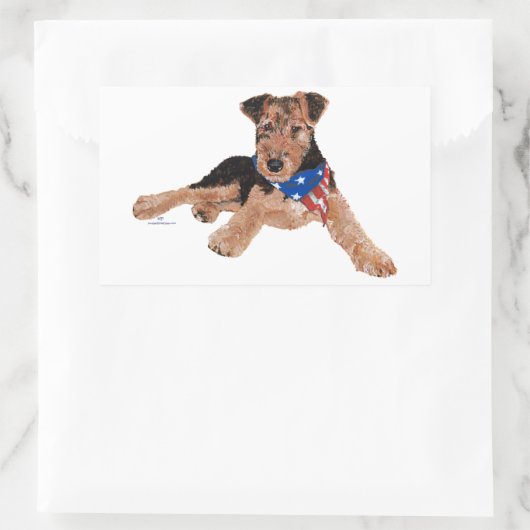 Patriotic Terrier Puppy Rechteckiger Aufkleber (Tasche)