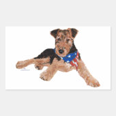 Patriotic Terrier Puppy Rechteckiger Aufkleber (Vorderseite)