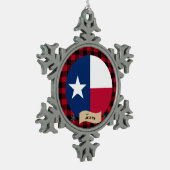 Patriotic Texas, Büffalo kariert, Texas Flag, USA Schneeflocken Zinn-Ornament (Links)
