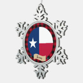 Patriotic Texas, Büffalo kariert, Texas Flag, USA Schneeflocken Zinn-Ornament (Rechts)