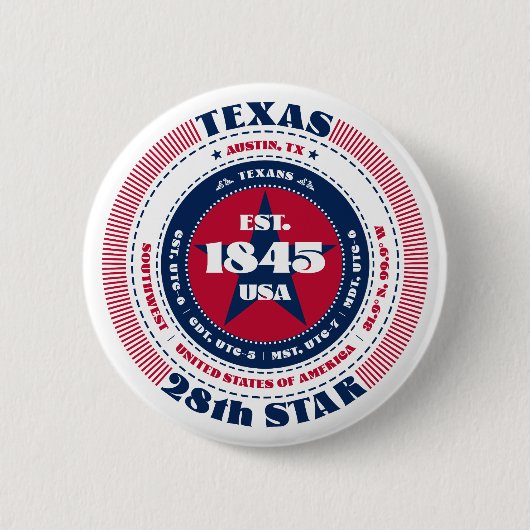 Patriotic Texas Circle mit Staat Details Button (Vorderseite)