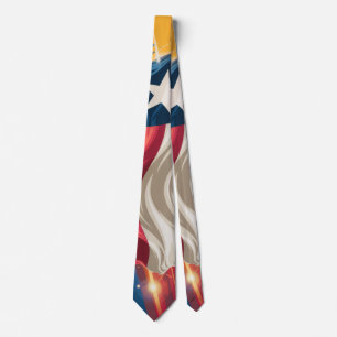 Patriotic Texas Flag Necktie - Rot, Weiß und Blu Krawatte