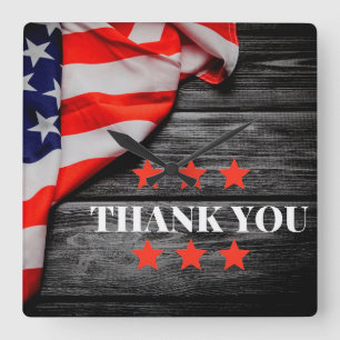 Patriotic Thank you   Quadratische Wanduhr