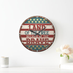 Patriotic Themed Inspirierend Zitat Amerikanische  Große Wanduhr