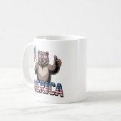 Patriotic Thumbs Up Bären Tasse - Spaß Americana (Vorderseite Links)