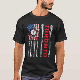 Patriotic Toronto Softball US American Flag Baseba T-Shirt