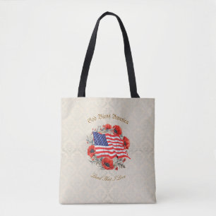Patriotic Tote Beutel Gott segne Amerika Flagge Po Tasche