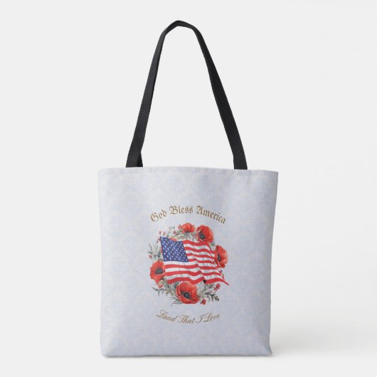 Patriotic Tote Beutel Gott segne Amerika Flagge Po Tasche (Rückseite)