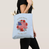 Patriotic Tote Beutel Gott segne Amerika Flagge Po Tasche (Von Nahem)