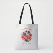 Patriotic Tote Beutel Gott segne Amerika Flagge Po Tasche (Vorderseite)