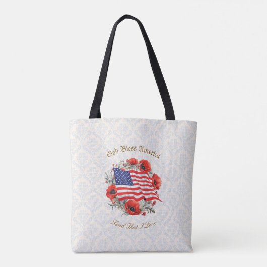 Patriotic Tote Beutel Gott segne Amerika Flagge Po Tasche (Rückseite)