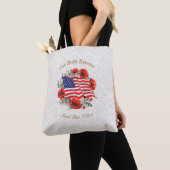 Patriotic Tote Beutel Gott segne Amerika Flagge Po Tasche (Von Nahem)
