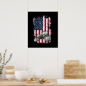 Patriotic Tractor American Flag Traktor Farm Poster (Küche)