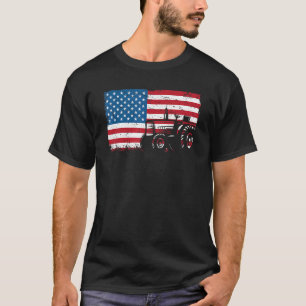 PATRIOTIC Traktor American Flag Men Boys Farm T-Shirt