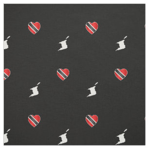 Patriotic Trinidad & Tobago Herzenflagge und Karte Stoff