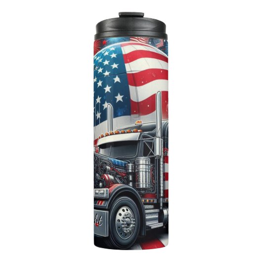 Patriotic Truck Eagle Feuerwerk Feier Thermosbecher (Vorderseite)