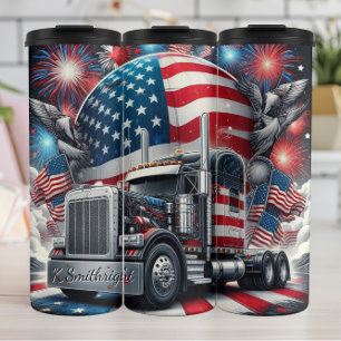 Patriotic Truck Eagle Feuerwerk Feier Thermosbecher