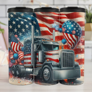 Patriotic Truck Feuerwerk Feier Thermosbecher