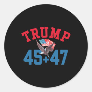 Patriotic Trump 45 und 47 Sieger gewinnt Patri Runder Aufkleber