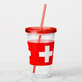 Patriotic Tumbler mit der Flagge der Schweiz Acryltrinkbecher (Rückseite)