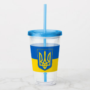 Patriotic Tumbler mit der Flagge der Ukraine Acryltrinkbecher