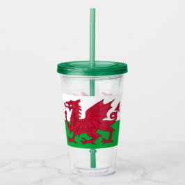 Patriotic Tumbler mit der Flagge von Wales Acryltrinkbecher