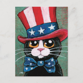 Patriotic Tuxedo Cat | 4. Juli Postkarte