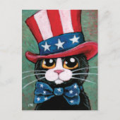 Patriotic Tuxedo Cat | 4. Juli Postkarte (Vorderseite)