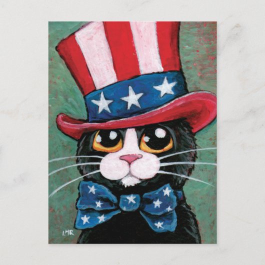 Patriotic Tuxedo Cat | 4. Juli Postkarte (Vorderseite)
