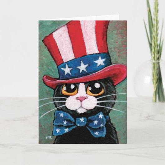 Patriotic Tuxedo Cat | Happy 4th of July Karte (Vorderseite)