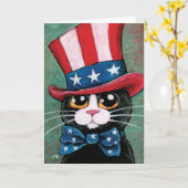 Patriotic Tuxedo Cat | Happy 4th of July Karte (Gelbe Blume)