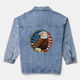 Patriotic U.S. Flag Bald Eagle Blume Graphic Jeansjacke