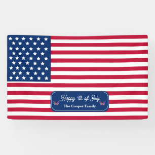 Patriotic U.S. Flag Happy 4. Juli Familienname Banner