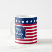 Patriotic U.S. Flag Happy 4. Juli Familienname Kaffeetasse (Vorderseite Links)