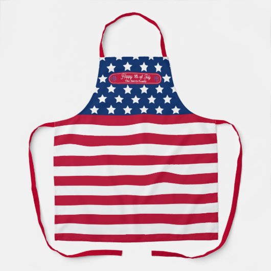 Patriotic U.S. Flag Happy 4. Juli Familienname Schürze (Vorderseite)