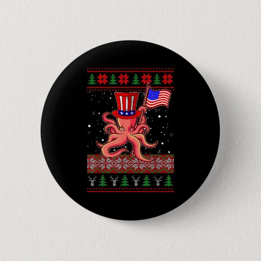 Patriotic Ugly Christmas Sweater Women Kids Men Button (Vorderseite)